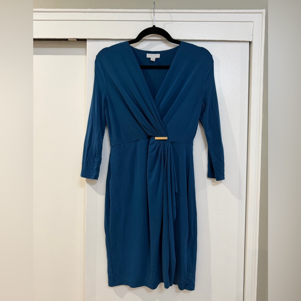 Charter Club Blue Faux Wrap Dress/ Petite Small